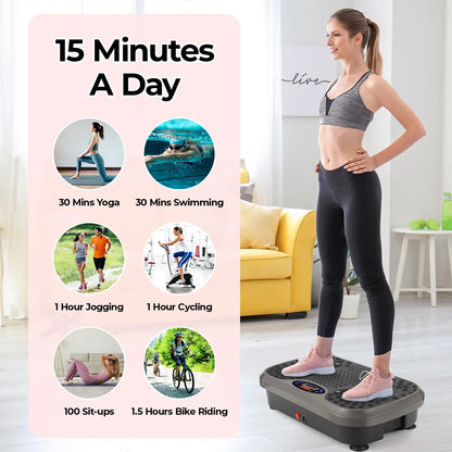 Vibration Plate Exercise Machine – Whole Body Fitness Platform with Loop Bands for Home Workout