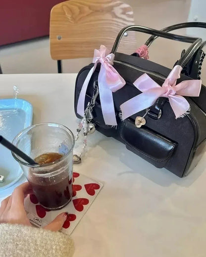 Korean Xu Yunzhen Sane Style Bowling Bag — Oil Boston Tote Underarm Bag for Women