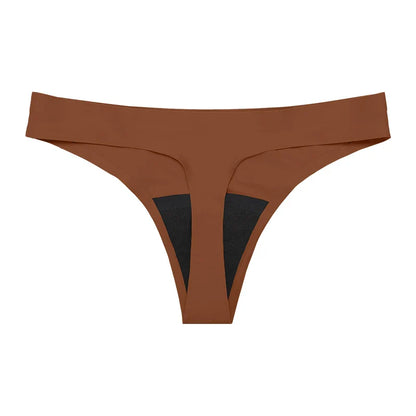 New Design Seamless Low Waist Leak-Proof Menstrual Thong Panties – 4 Layer Washable, Light Flow Period Underwear for Women