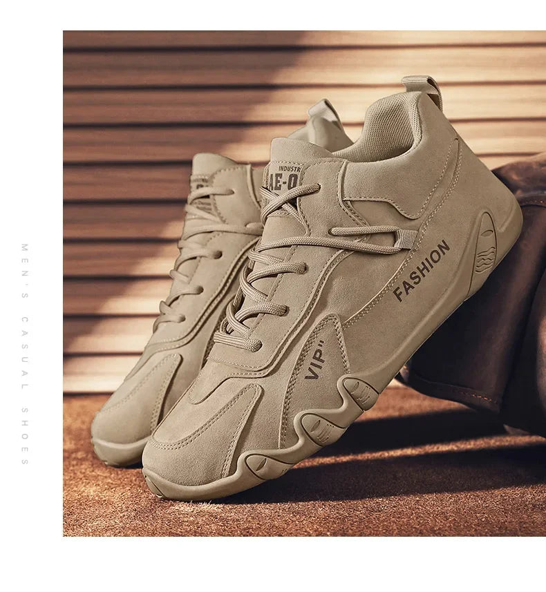 2024 Men’s Spring Ankle Boots – Casual Lace-Up Khaki Sneakers, Non-Slip Work Shoes & Loafers
