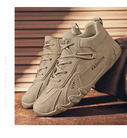 2024 Men’s Spring Ankle Boots – Casual Lace-Up Khaki Sneakers, Non-Slip Work Shoes & Loafers