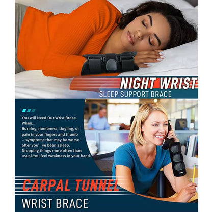 Adjustable Wrist Brace for Carpal Tunnel Relief — Night Support with Splints for Injury, Pain, Sprain, and Tendonitis