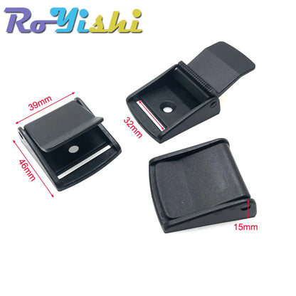 5Pcs Plastic Cam Buckle Set – Adjustable Black Toggle Clips for Backpack Straps & Webbing (5/8”–2” Sizes)