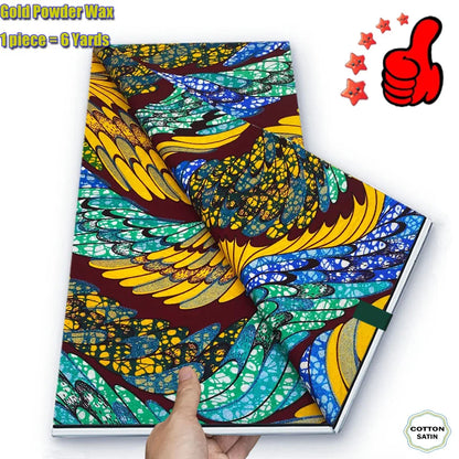 African Golden Wax Fabric - Soft Glitter Gold Print Batik Ankara Pagne
