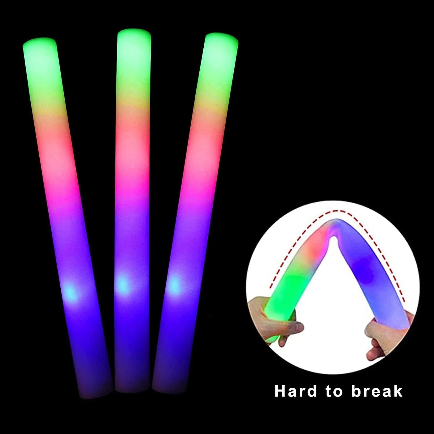 30 Pcs Foam LED Glow Sticks – Colorful Flashing Glow in the Dark Party Supplies for Weddings, Raves & Concerts