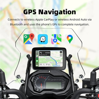 EVKEY MTC13 Motorcycle Navigation Display - Waterproof CarPlay Screen, Portable Wireless Monitor with Android Auto
