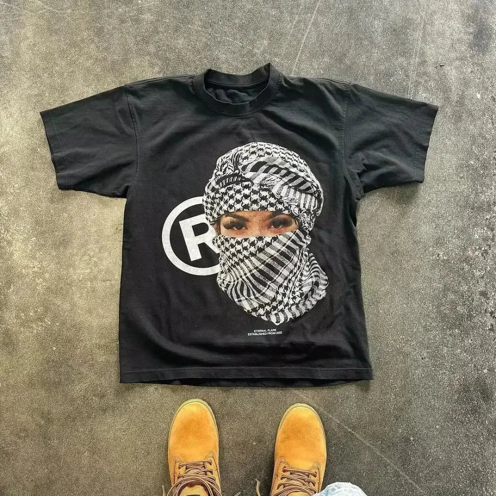 American Letter Graphic T-Shirt - Y2K Oversized Harajuku Gothic Streetwear for Men & Women