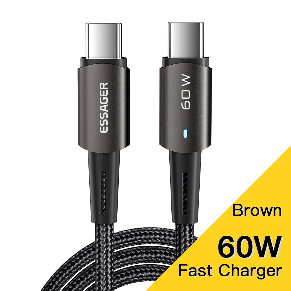 Essager USB-C Cable 100W PD QC 4.0 – Fast Charging Type-C Cable for MacBook Pro, Samsung, Xiaomi