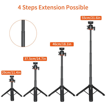 VRIG TP-08 TP-06 Tripod Stand Selfie Stick – Aluminum Alloy with 1/4 Inch Screw, Cold Shoe Mount & 360° Rotation, 1.5kg Load Capacity