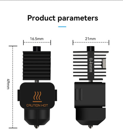 Hotend Kit for Bambu Lab A1 Mini 3D Printer – Hardened Steel Nozzle 0.2/0.4/0.6/0.8mm Assembly