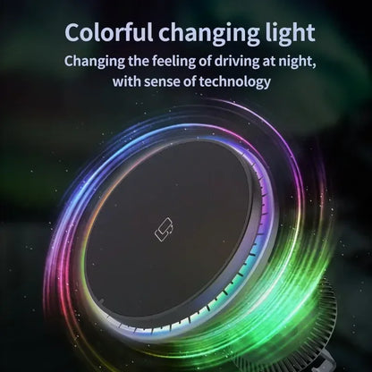 30W RGB Magnetic Car Wireless Charger – Fast Charging Stand Mount for iPhone 12-15 Pro Max, MagSafe Compatible