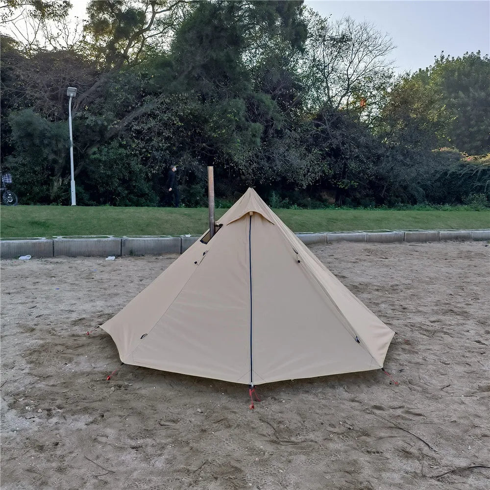 Camping Hot Tent with Chimney Window – Ultralight Tipi Teepee Pyramid Tent, Double Layer Bushcraft Shelter for 1 Person
