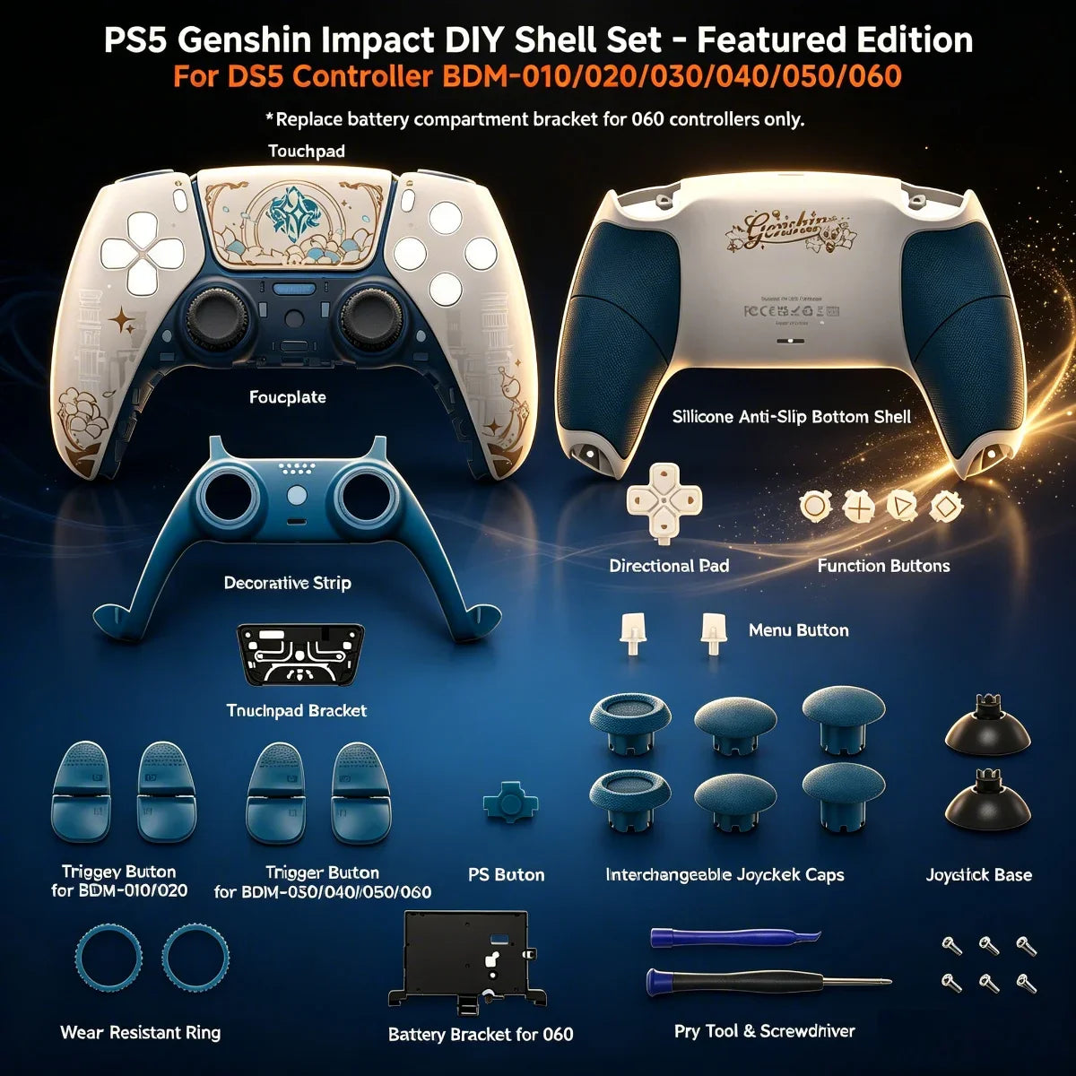 PS5 Controller Shell Set - Pattern Replacement Housing Compatible with BMD-010 to BMD-060 Models