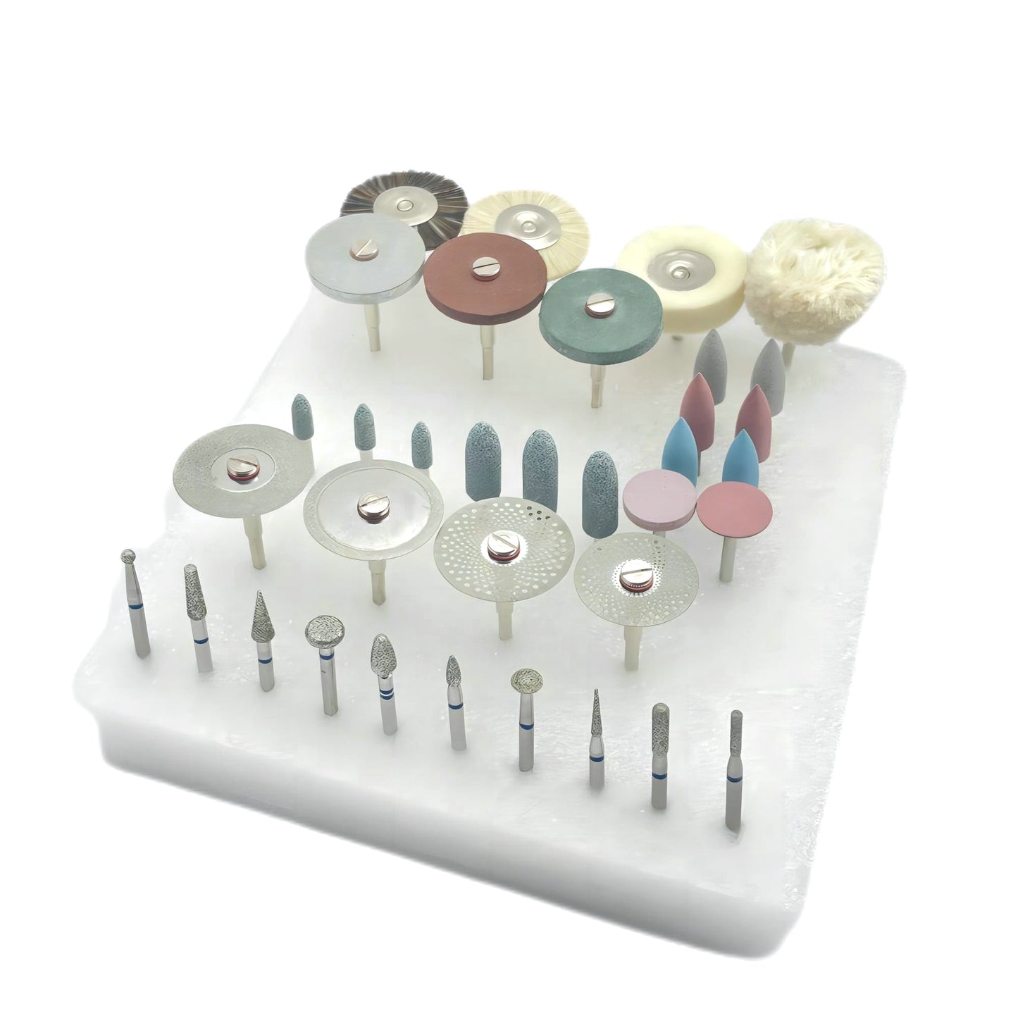 35pcs Dental HP Kit for Grinding & Polishing Ceramic Porcelain – Diamond Burs Brush Dentist Tool Set
