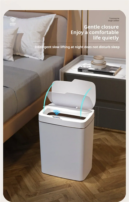 15L Smart Sensor Trash Can – Non-Contact Automatic Bagging Electronic Trash Bin for Smart Home & Bathroom, White