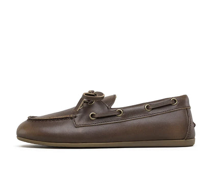 Smile Circle Women’s Genuine Leather Boat Shoes – Lace-Up Moccasins, Flat Casual Loafers