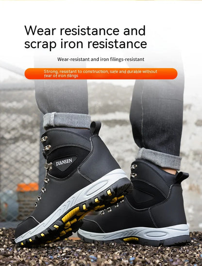 Rotating Button Safety Shoes for Men – Steel Toe, Indestructible, Puncture-Proof Work Sneakers & Protective Boots