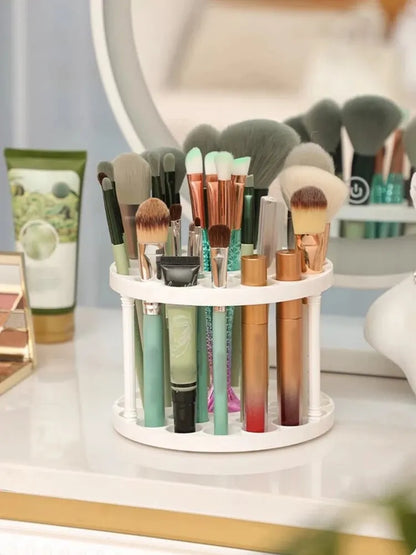 Makeup Brush Storage Rack - Desktop Cosmetics Organizer for Lipstick, Brushes, and Dressing Table