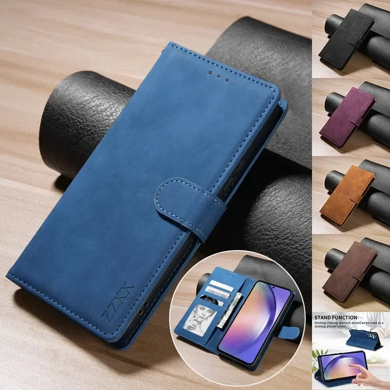 Samsung Galaxy Flip Wallet Case - Leather Card Slot Protective Cover