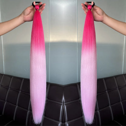 2Pcs Purple Synthetic Ponytail Extensions – Long Straight Hair Accessories with Rubber Bands for Women & Halloween