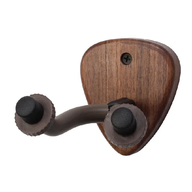 Wall Mount Guitar Hanger — Walnut Hook for Ukulele, Electric Guitar & Bass, Adjustable Display Stand