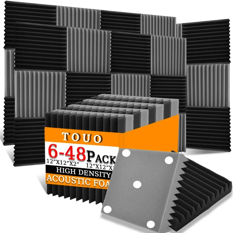 TOUO Acoustic Foam Panels - Sound Absorbing Wall Tiles for Studio Recording, Home Theater & Noise Reduction Treatment