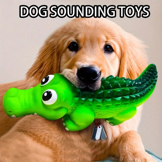 Squeaky Rubber Crocodile Dog Toy - Durable Interactive Chew & Play Toy for Dogs, Assorted Colors
