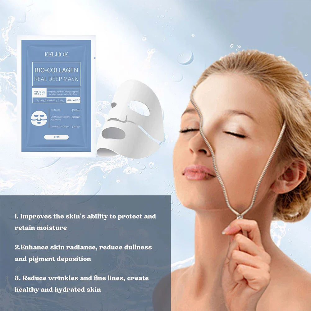 Bio-Collagen Anti-Wrinkle Face Mask – Deep Lifting Mask with Hydrolyzed Collagen, Collagen Reverse Film Peel-Off Mask