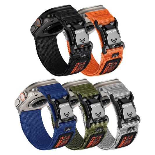Magnetic Fidlock V-Shaped Buckle Sports Strap — Soft Wide Nylon Band Compatible with All Apple Watch Series