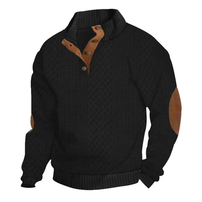 2024 Cross-Border Bestselling Euro Code Men’s Casual Jacquard Knitted Sweater - Standing Collar, Long-Sleeved, Button-Down