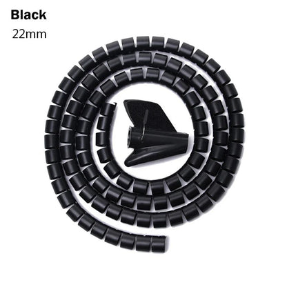 2M Spiral Cable Protector — Wire Organizer Tube for Computer Cords, Cable Management Clip, 10/16/22/28/32mm