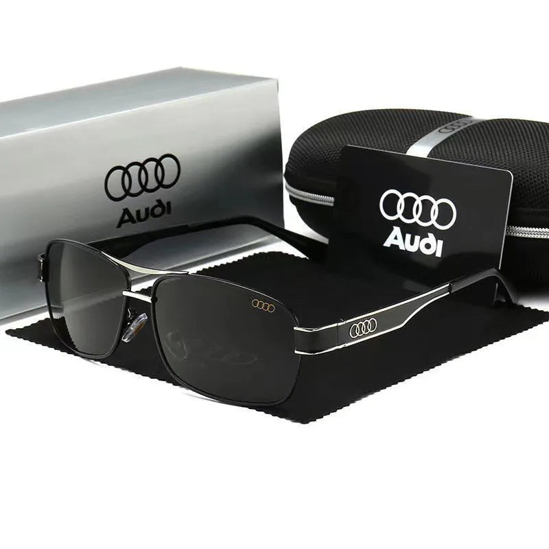Audi UV400 Polarized Rectangle Sunglasses – Anti-Glare Driving & Motorcycle Glasses for Men & Women (Cycling, Model 553)