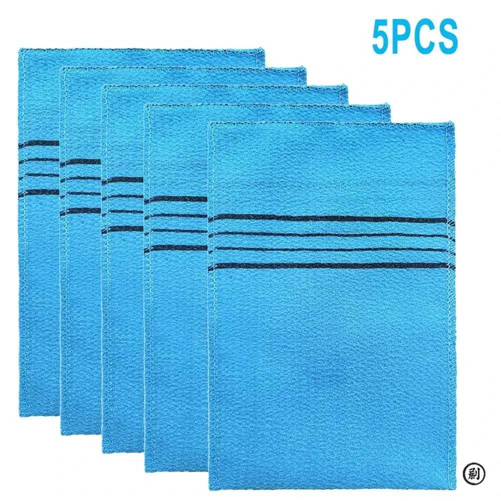 5-Piece Exfoliating Bath Pad Set — Soft Korean & Italian Style Washcloths for Body Scrub, Shower, and Spa Use