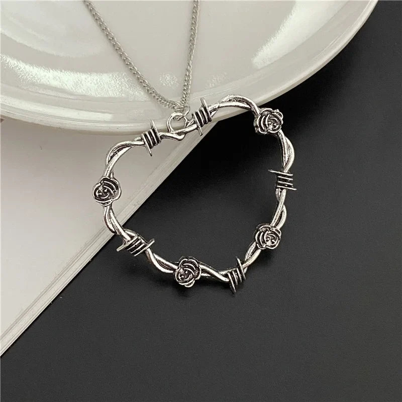 Punk Gothic Big Cross Pendant Necklace – Irregular Clavicle Chain Aesthetic Jewelry for Women & Men