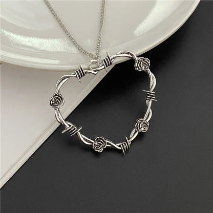 Punk Gothic Big Cross Pendant Necklace – Irregular Clavicle Chain Aesthetic Jewelry for Women & Men