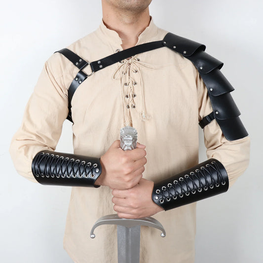 Medieval Viking Sword Belt Pouch – Retro Embossed Arm Guards for Knight Costume & Cosplay Accessories