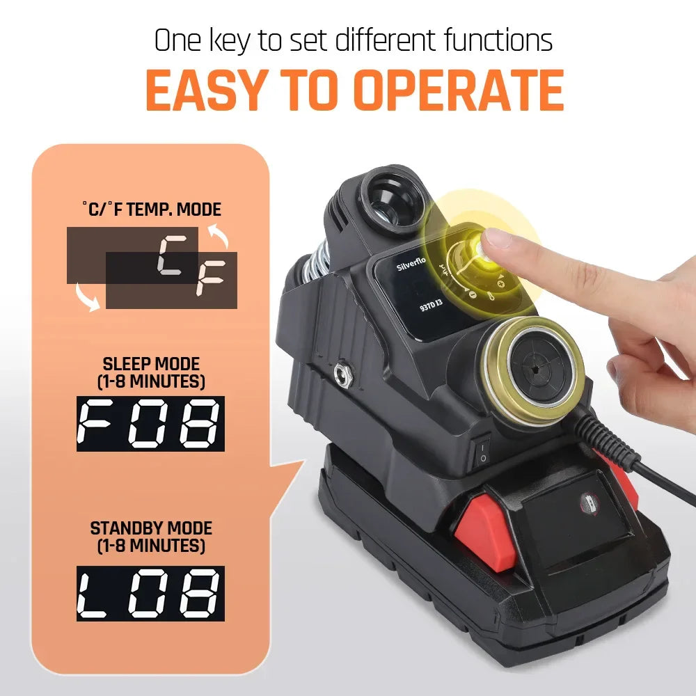 Silverflo 937D-I Cordless Soldering Station – Solder Iron with Sleep Mode, Compatible with DEWALT, Milwaukee, MAKITA 18/20V Batteries