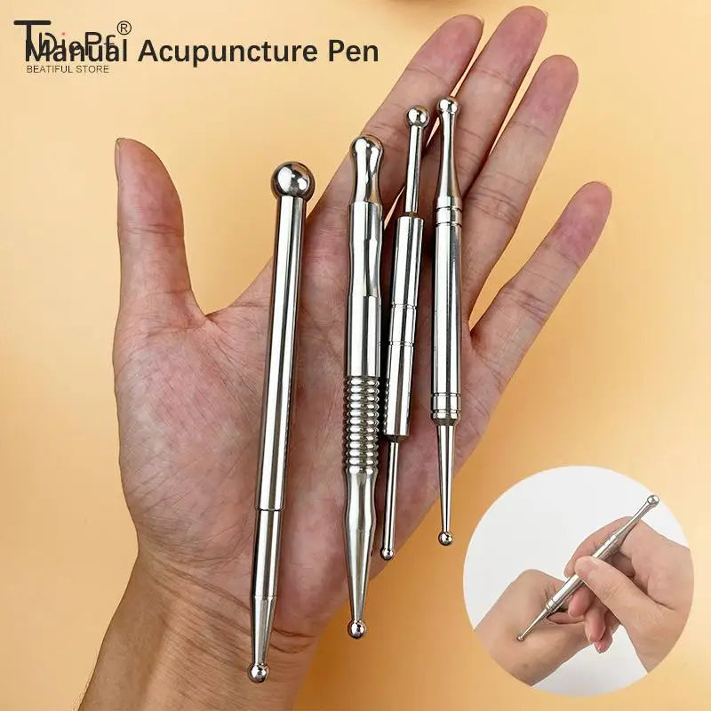 Manual Acupuncture Pen with Terahertz Energy Stone | Trigger Point Massager Stick for Face & Body Relaxation