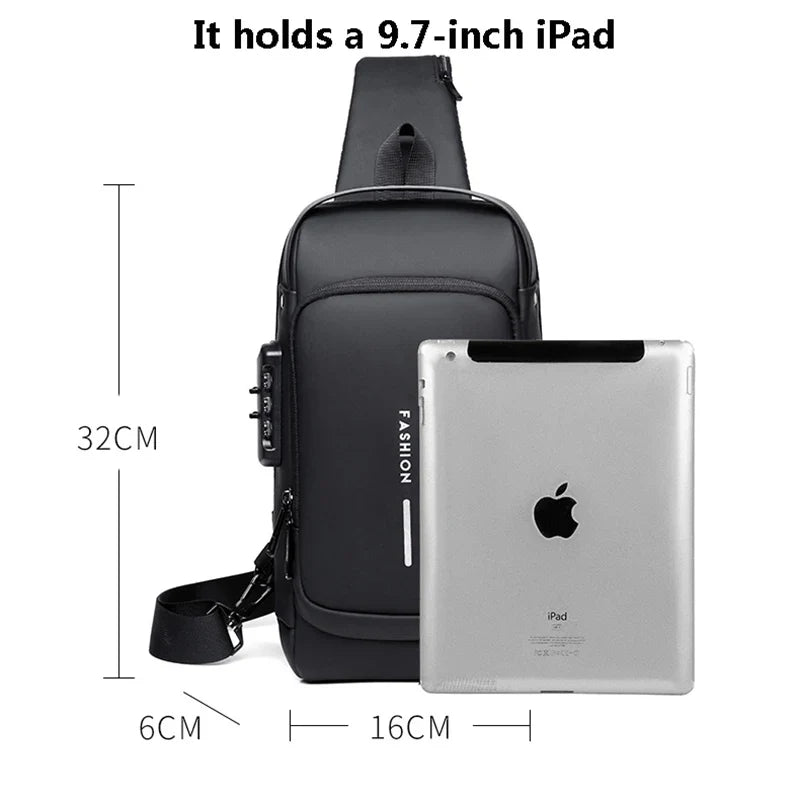 Anti-theft USB Shoulder Bag: Men's Multifunction Crossbody Travel Sling - Secure Messenger Pack for Male Adventure