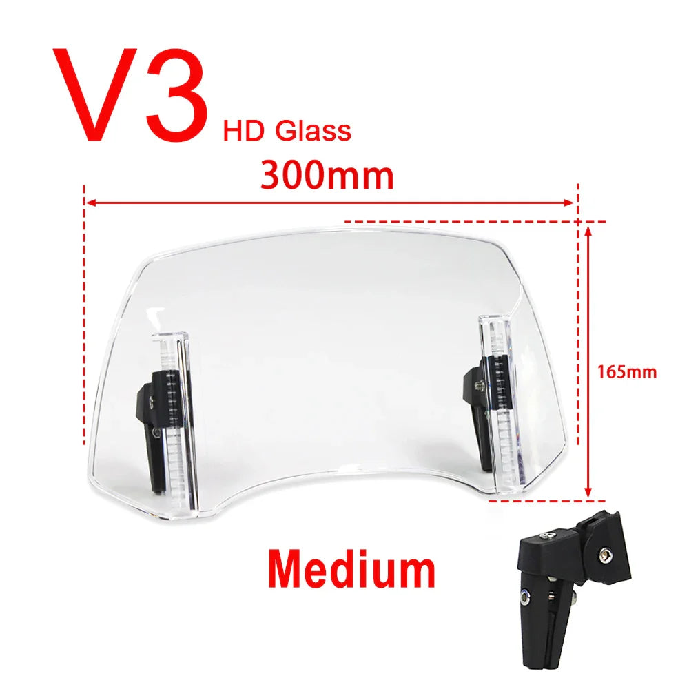 Universal Motorcycle Windshield Extension – Adjustable Clamp-On Wind Deflector Spoiler for BMW, Kawasaki, Yamaha, Honda & Suzuki Bikes