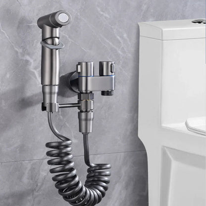 Stainless Steel Handheld Bidet Sprayer – Hygienic Toilet Faucet with Shower Head & Double Outlet Design