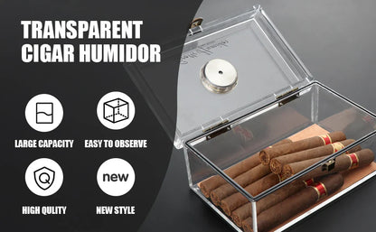 Scotte Acrylic Cigar Case Humidor – Holds 20 Cigars, Includes Hygrometer, Humidifier, Cigar Cutters, Punch & Accessories
