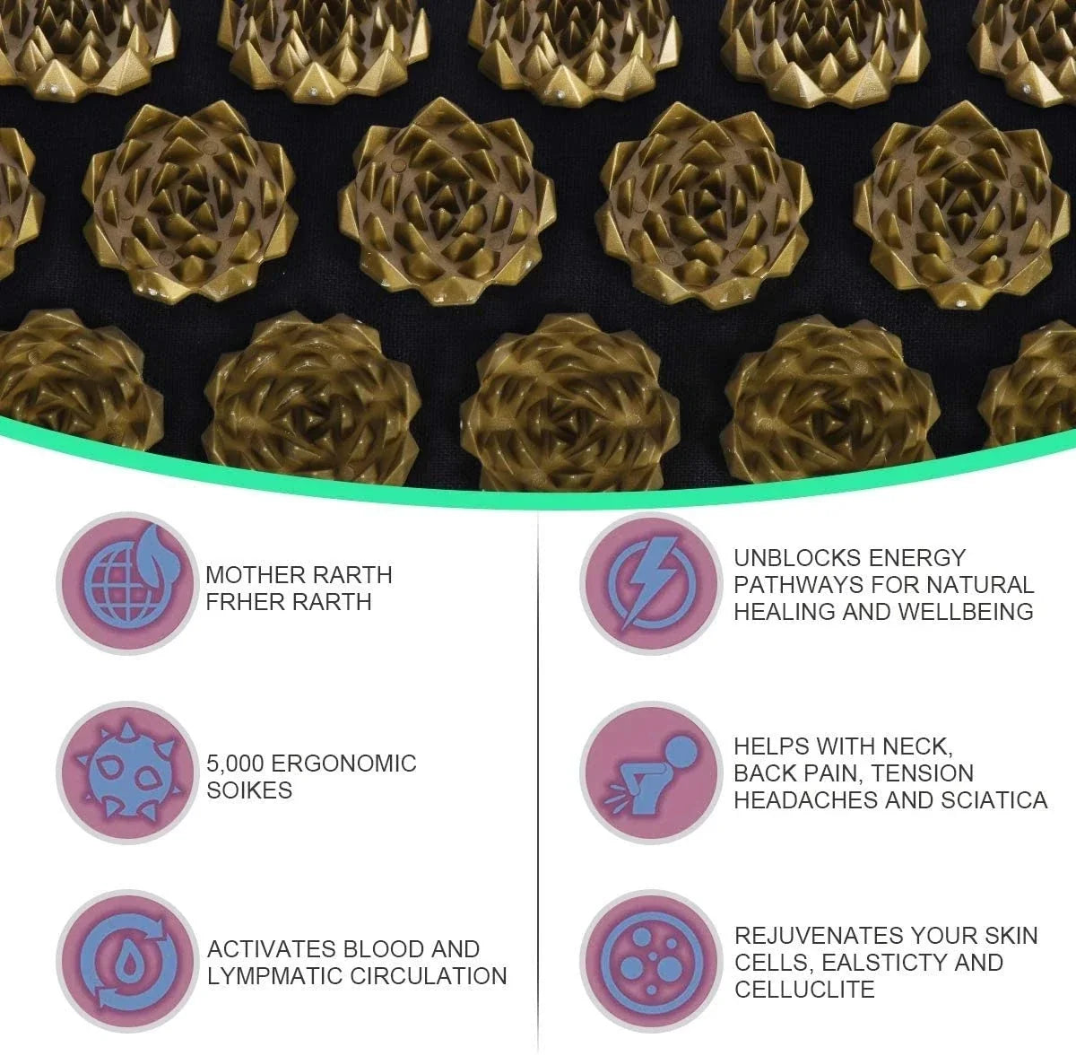 Acupressure Yoga Mat Set - Spiked Massage Cushion & Pillow for Relaxation, Foot Therapy, Fitness & Pilates