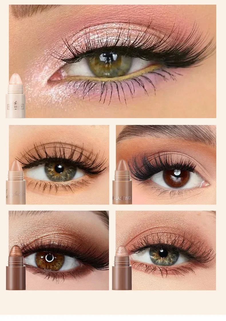 5-in-1 Eyeshadow Pencil Kit – Velvet Matte, Pigment, Shimmer & Highlight Makeup Combination in Pink & Brown Mini Eye Shadow Pen