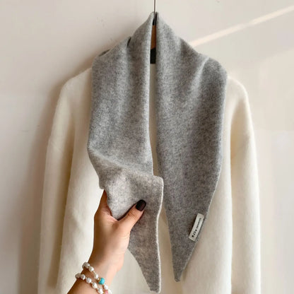 Women’s Wool Triangle Scarf – British Korean Knitted Headscarf & Warm Multi-Functional Wrap