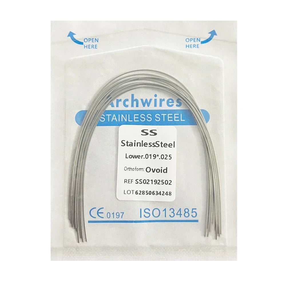 10PCS Dental Orthodontic Arch Wire Set - Stainless Steel Round & Rectangular Dentist Ovoid Form Material