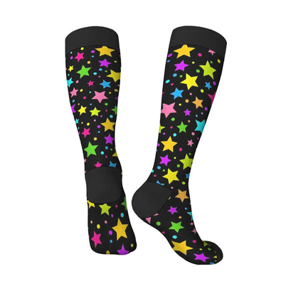 Colorful Star Novelty Socks for Women & Men, Hip-Hop Fashion Compression Warm Comfortable Street Style Gift Stockings