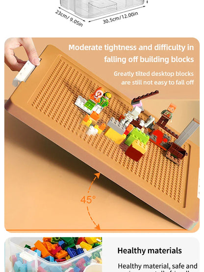 Stackable Building Blocks Toy Storage Box for Kids – Brick-Shaped Plastic Container with Lid – Toy Organizer & Sundries Bin