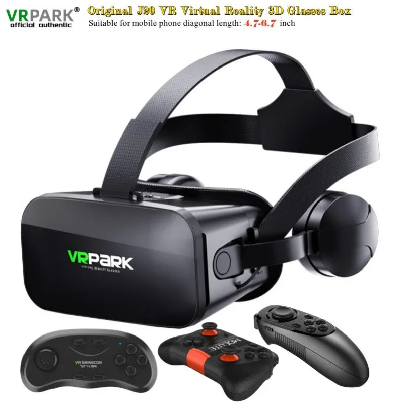 Original J20 4K VR Headset - 3D Virtual Reality Glasses Box with Stereo & Rocker for iOS/Android Phones up to 6.7"