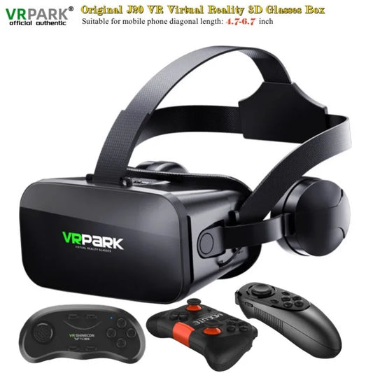 Original J20 4K VR Headset - 3D Virtual Reality Glasses Box with Stereo & Rocker for iOS/Android Phones up to 6.7"